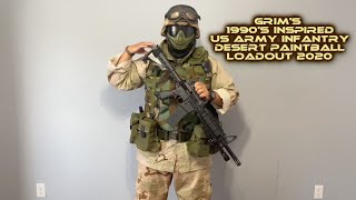 Grim's 1990's Inspired US Army Infantry Desert Paintball Loadout 2020