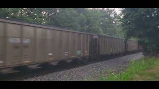 CSX #3041 Leads Coal Train Through Iron Station  NC ( REAR-DPU)