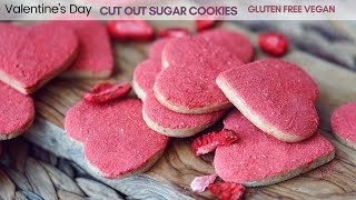 Valentine Heart Cookies Gluten Free Vegan Cut Out Sugar Cookies With Strawberry For Valentine's Day