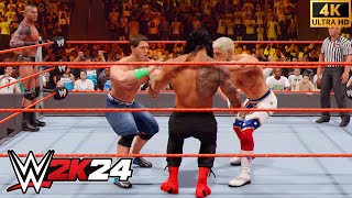 WWE 2K24 - Roman Reigns & Randy Ortan  vs. Cody Rhodes & John Cena - 4K 60fps