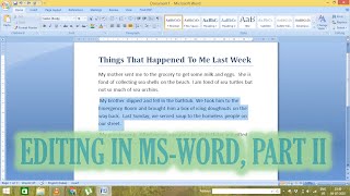 Deleting, Copying and Moving a Text in MS-WORD