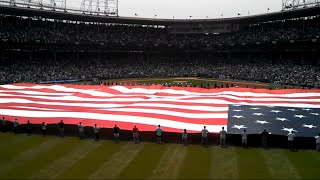 Wrigley Field 4th of July 2017 Cubs vs. Rays Wayne Messmer sings God Bless America Chicago IL 7-4-17