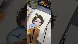 Ladoo Gopal ki Watercolor Painting | Krishna Bhagwan ka Divine Artwork