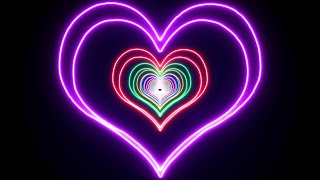 Heart Shape Made of Hearts Tunnel Glows Rainbow Neon Sparkling Lights 4K Video Effects HD Background