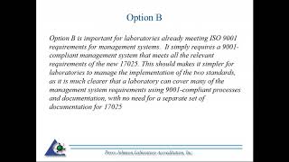 Option A and B as Presented in ISO IEC 17025:2017 Along with the Management System