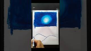 Snowfall scenery drawing | Snowfall scenery drawing with oil pastels #shorts #oilpastel #drawing