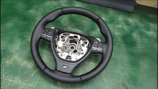 Перетяжка руля BMW F10  (BMW F10 steering wheel cover)