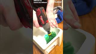 Scrubbing Fridge Door Shelves with a Drillbrush | Fridge Cleaning Part 2 #shorts