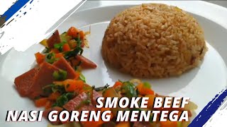 Cook fried rice with smoked beef using instant spices || Nasi goreng mentega pakai bumbu instan