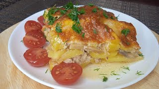 ЗАПЕКАНКА С КАРТОФЕЛЕМ И КАБАЧКОМ, начинка фарш и грибы.