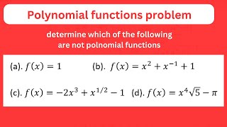 How to determine if a function is a polynomial function solved problems