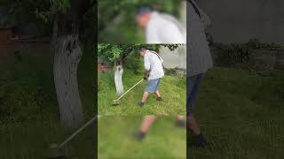 Extreme Yard Cleanup: Mowing Overgrown Grass with Joy and Skill.