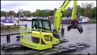 2018 Heavy Excavator Equipment Technology Operator Skills - Excavators Floating In The River #HD720p