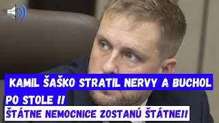 Kamil Šaško stratil nervy a buchol po stole !!Štátne nemocnice zostanú štátne!!