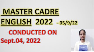 MASTER CADRE ENGLISH- SOLUTION