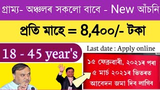 গ্ৰাম্য অঞ্চলৰ ১৮ পৰা ৪৫ বছৰৰ সকলে apply কৰক সোমাব ৮৪০০ টকাকৈ ।