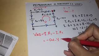 Pembahasan rangkaian 1 loop (uussttt...jangan bingung jika hasilnya negatif)