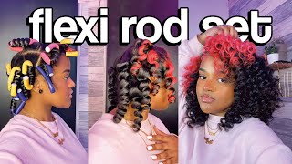 flexi rod set on stretched hair - 3b/3c natural hair.