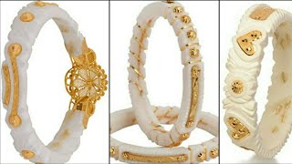 New Modal Senco Gold 22k Yellow Gold Shankha Bangle Ideas / White Pair of Shankha Bangles Collection