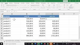 Tableurs - pourcentage calculer la TVA