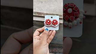 Beautiful red velvet earring making 😍 #earringmaking #easy #handmade #ytshorts #viral#views#popular