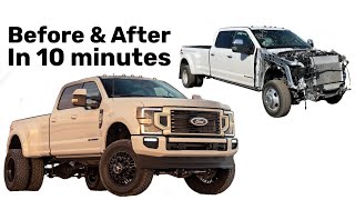 REBUILDING A WRECKED 2021 F350 PLATINUM IN 10 MINUTES