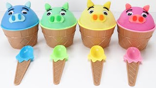 What's in the Pig Ice Cream Cups? Color Sand  and Play Doh 돼지 아이스크림 컵안에는 무엇이 들어 있을까요? #40