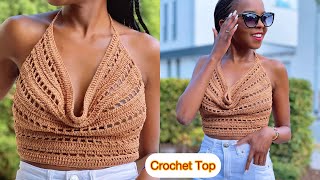 Crochet Easy and Fast Cowl Neck Halter Top