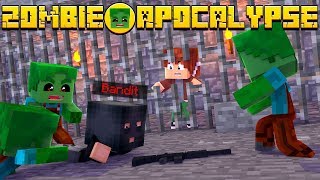 ZOMBIE APOCALYPSE #1 ESCAPE FROM THE PRISON WITH BANDITS IN MINECRAFT ANIMATION