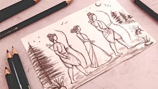 Ramayan Drawing Easy (Part -1 ) | Ram Lakshman Sita Drawing || Ram Navami Drawing