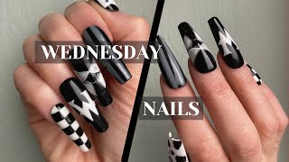 Wednesday Addams inspired Nail Art