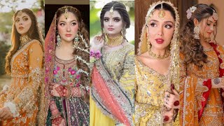 Latest bride mehndi dresses design 2023 Bridal mehndi look  makeup jewellery ideas