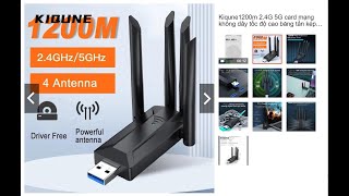 USB thu sóng wifi Gutek WD46 1200mbps 2 râu nâng WiFi lên 5G cho máy tính pc laptop tần số 2.4G 5G