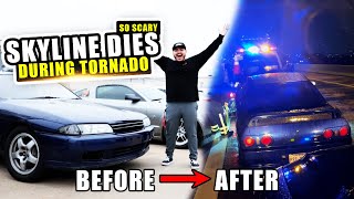 MY R32 SKYLINE GOT CAUGHT  IN A TORNADO.