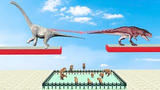 TUG of WAR - Titanosaurus vs T Rex - Herbivore vs Carnivore - Animal Revolt Battle Simulator