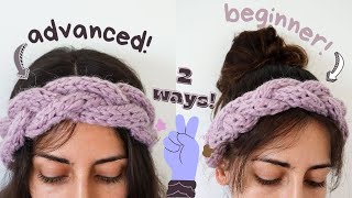 2 Ways To Knit A Braided Headband \\ Beginner And Advanced!