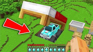 I found this GIANT DIAMOND CAR Under BIGGEST BED in My Minecraft World !!! Huge Car in Village !!!