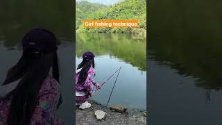 Girl amazing lake fishing 🐟🦈 asian girl fishing video #shorts