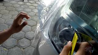 rubah lampu busuk jadi kinclong  nissan xtrail 2.5. cutting stiker