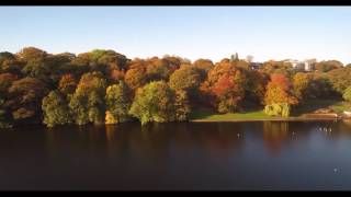 Roundhay Park Lake, Leeds with autumn colours.