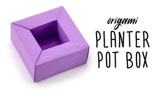 Origami Planter Pot Box Tutorial - Wide Rimmed Box - Paper Kawaii