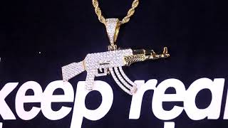 KRKC&CO- 14K Gold Cool Iced Out AK47 Rifle Pendant