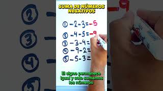 Suma de números negativos #matematicas #artimetica