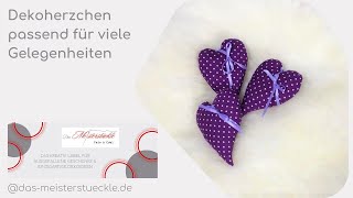 Dekoherzchen handgefertigt lila mit Punkten Herzdeko  Stoffherz