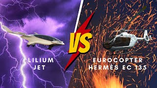 The Sky Showdown: Lilium Jet  vs.  Eurocopter Hermès EC 135  - Clash of the Flying Titans