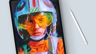 Painting Star Wars Fan Art In Procreate (Luke Skywalker Portrait)