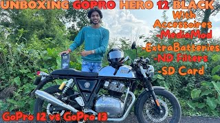 Unboxing GoPro Hero 12 Black For Motovlogging 😍 || GoPro 12 vs GoPro 13 | With Accessorise MediaMod