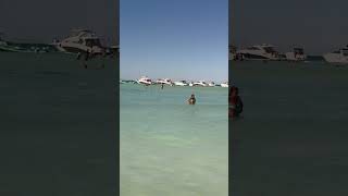 Beach and Boats at Isla Mujeres (Island of Women). Where the Gulf of Mexico and Caribbean Sea meet.