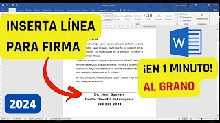 CÓMO INSERTAR LÍNEA PARA FIRMA EN WORD EN 1 MINUTO