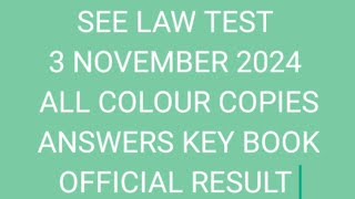 SEE LAW TEST 3 NOVEMBER 2024 ANSWERS KEYS ALL BOOKS , YELLOW,PINK ,WHITE, GREEN & BLUE ! OFFICE KEYS